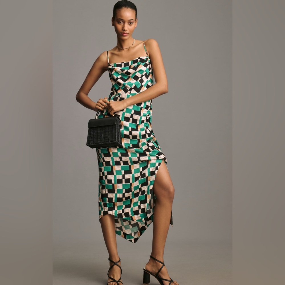 By Anthropologie Sleeveless Draped-Back Asymmetrical Slip Midi